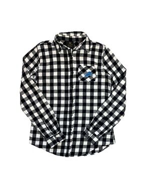 NFL Juniors Detroit Lions Women’s Flannel Shirt Small 3/5 Black White Checkered